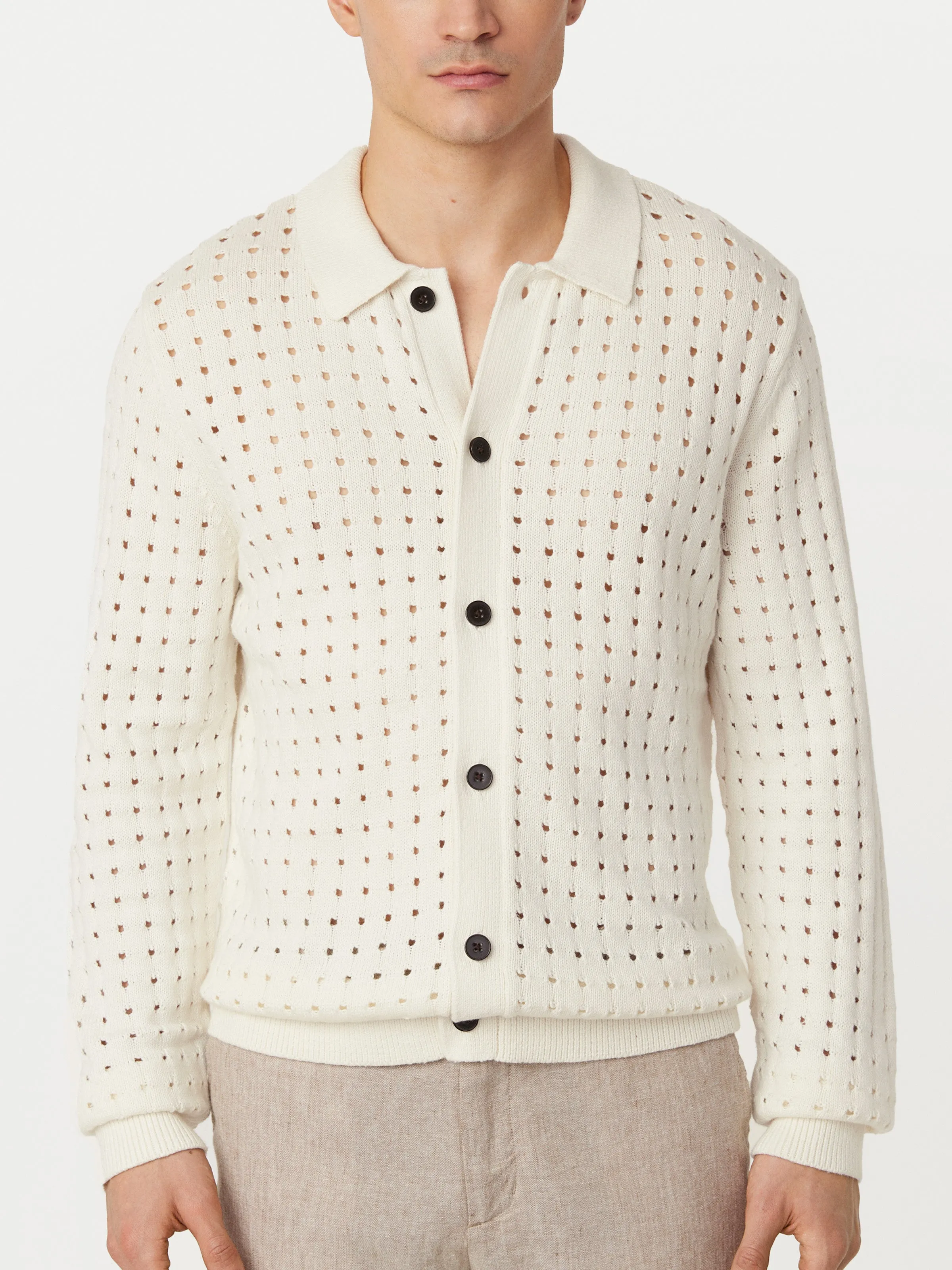 The Openwork Knit Overshirt in Cloud