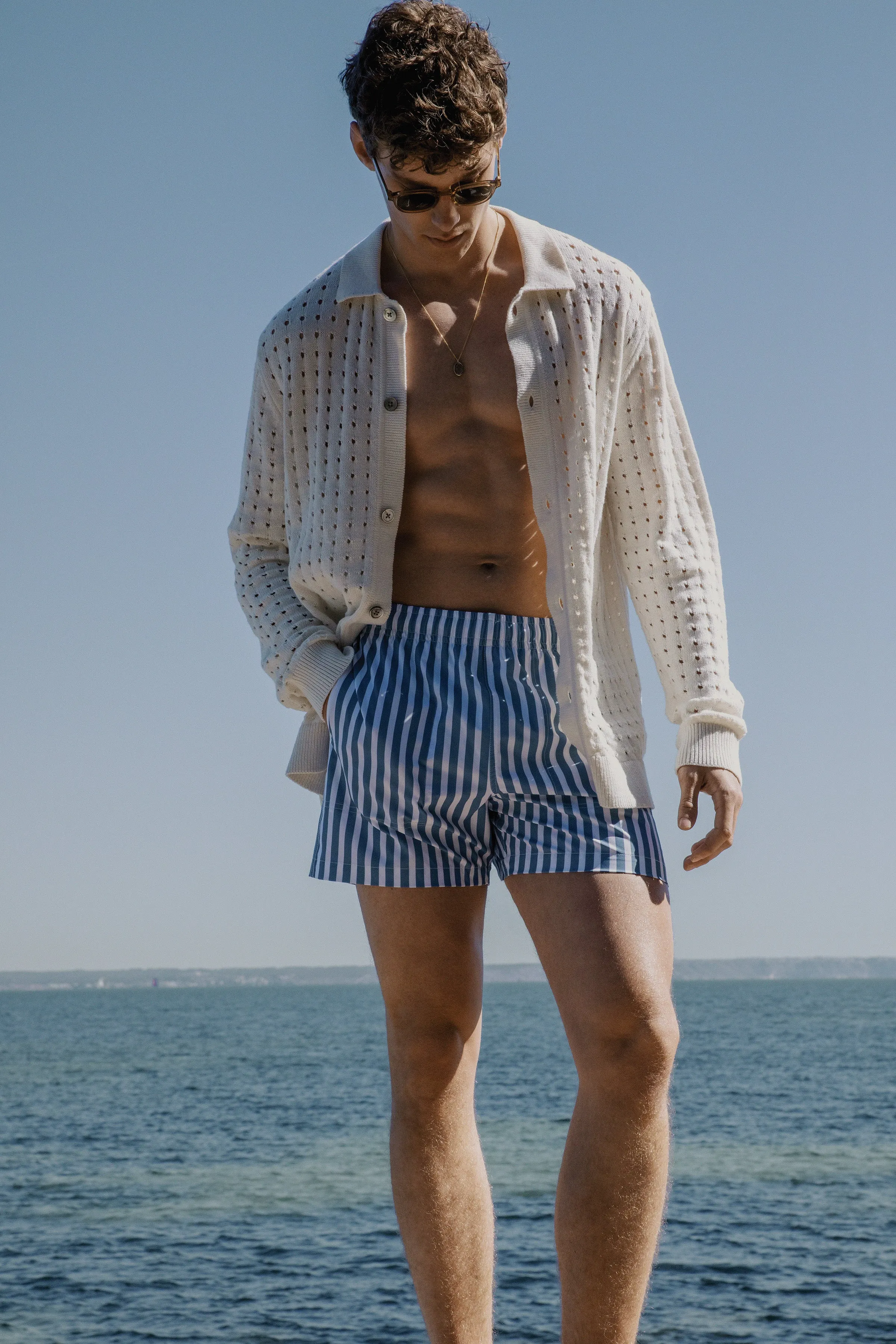 The Openwork Knit Overshirt in Cloud