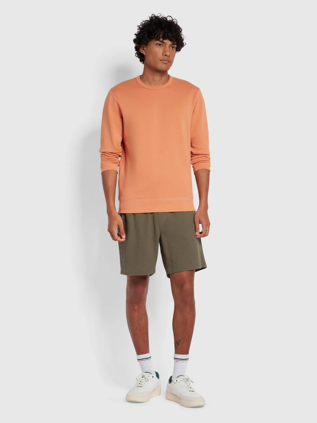 Tim Slim Fit Crew Neck Sweatshirt In Mandarin