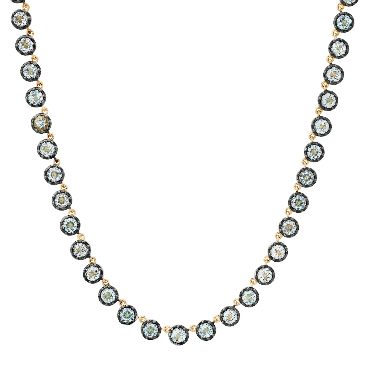 Vibrant Topaz or Citrine Rounds Necklace with Rhodium