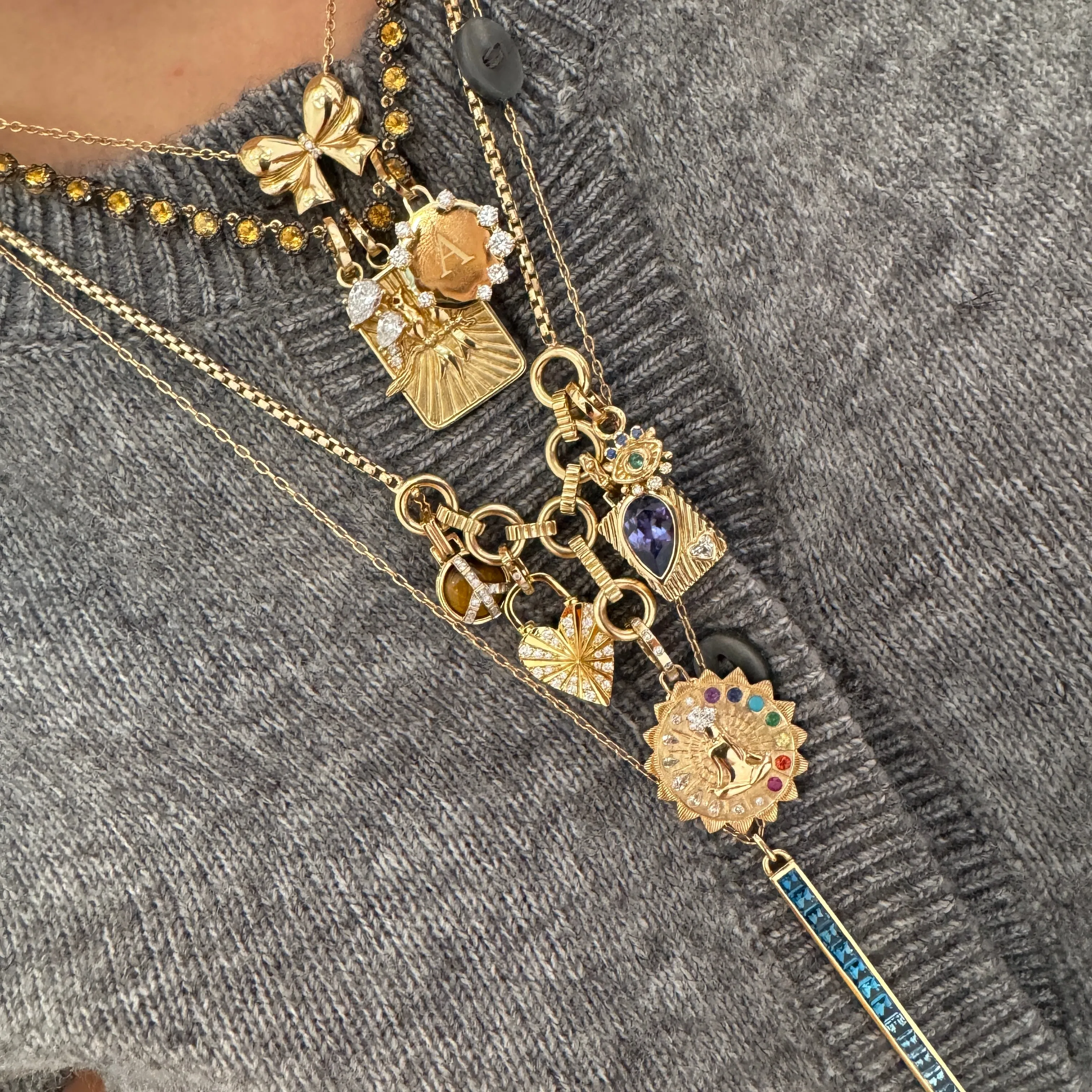 Vibrant Topaz or Citrine Rounds Necklace with Rhodium