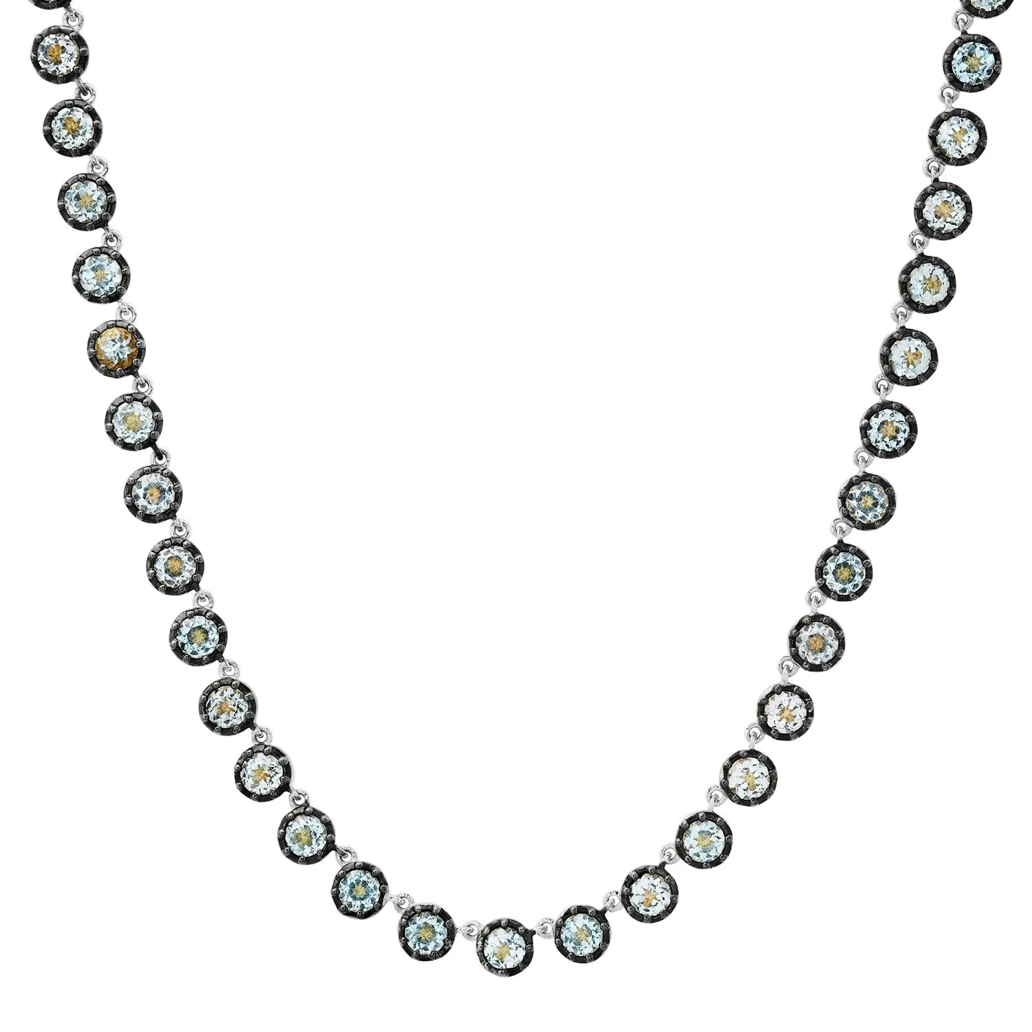Vibrant Topaz or Citrine Rounds Necklace with Rhodium