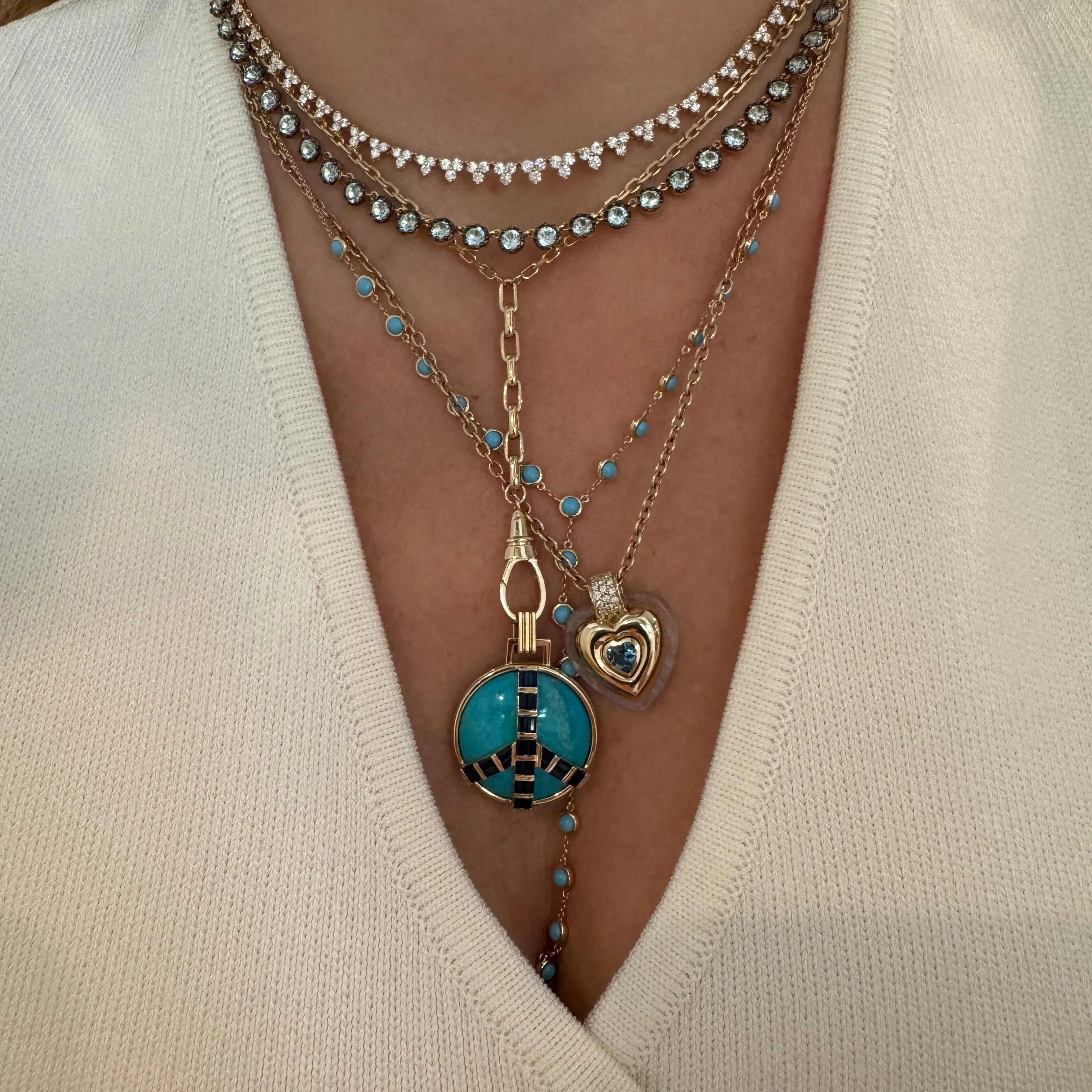Vibrant Topaz or Citrine Rounds Necklace with Rhodium