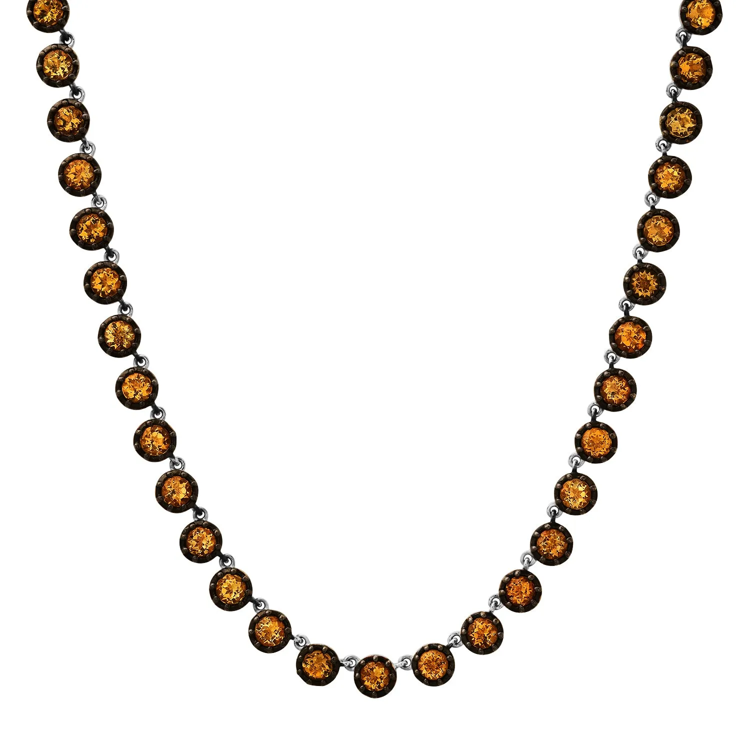 Vibrant Topaz or Citrine Rounds Necklace with Rhodium