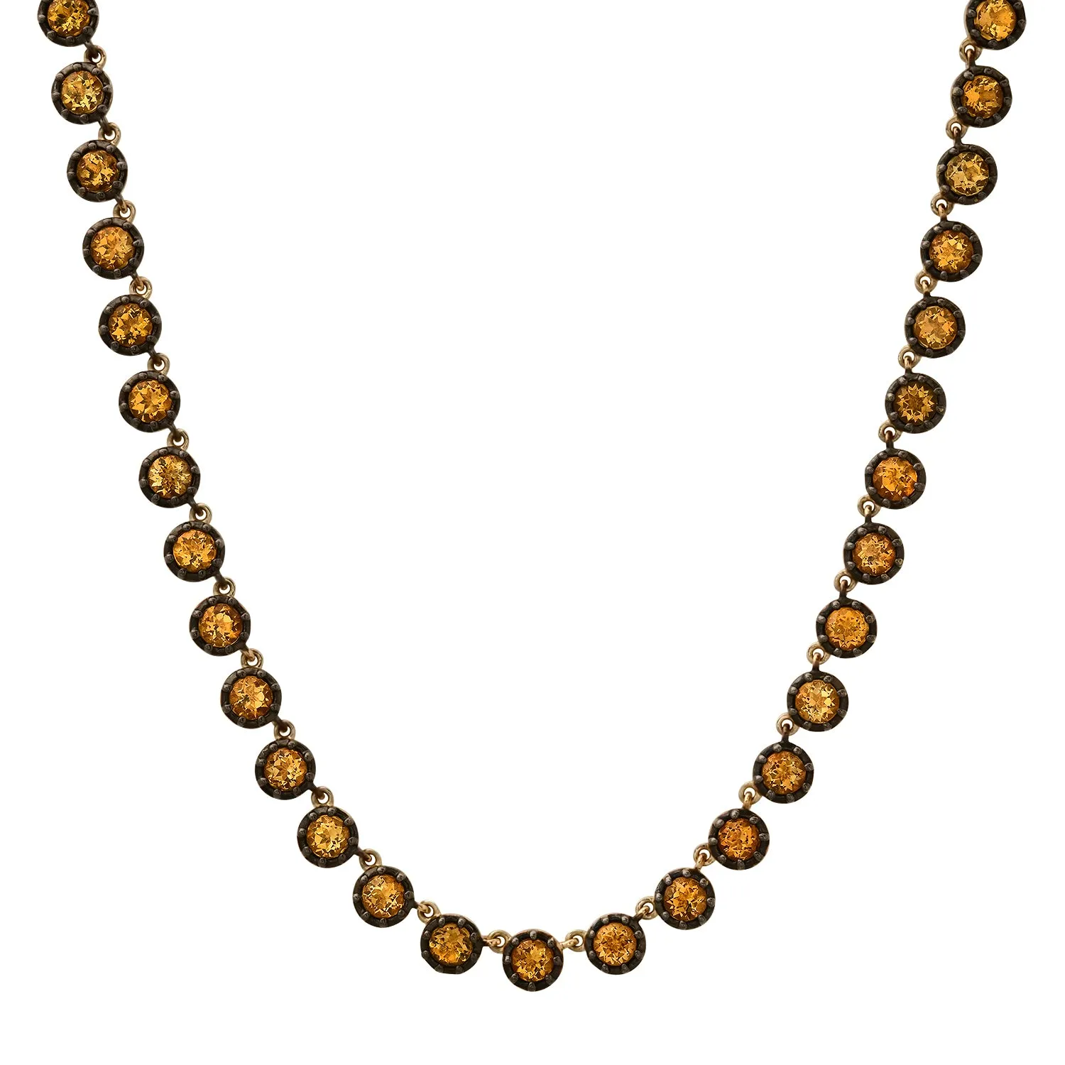Vibrant Topaz or Citrine Rounds Necklace with Rhodium